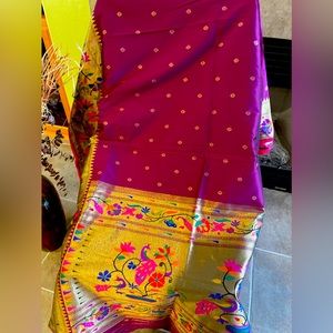 Powerloom soft silk paithani saree. No Blouse